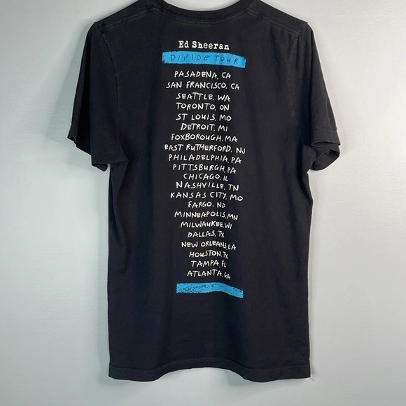 ED SHEERAN Divide World Tour Concert T-Shirt Black North America Cities Dates M - Picture 6 of 12